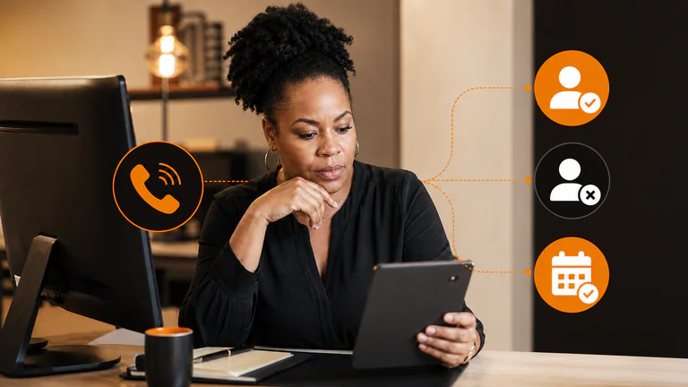Local business owner reviewing call tracking outcomes for qualified, unqualified, and booked calls