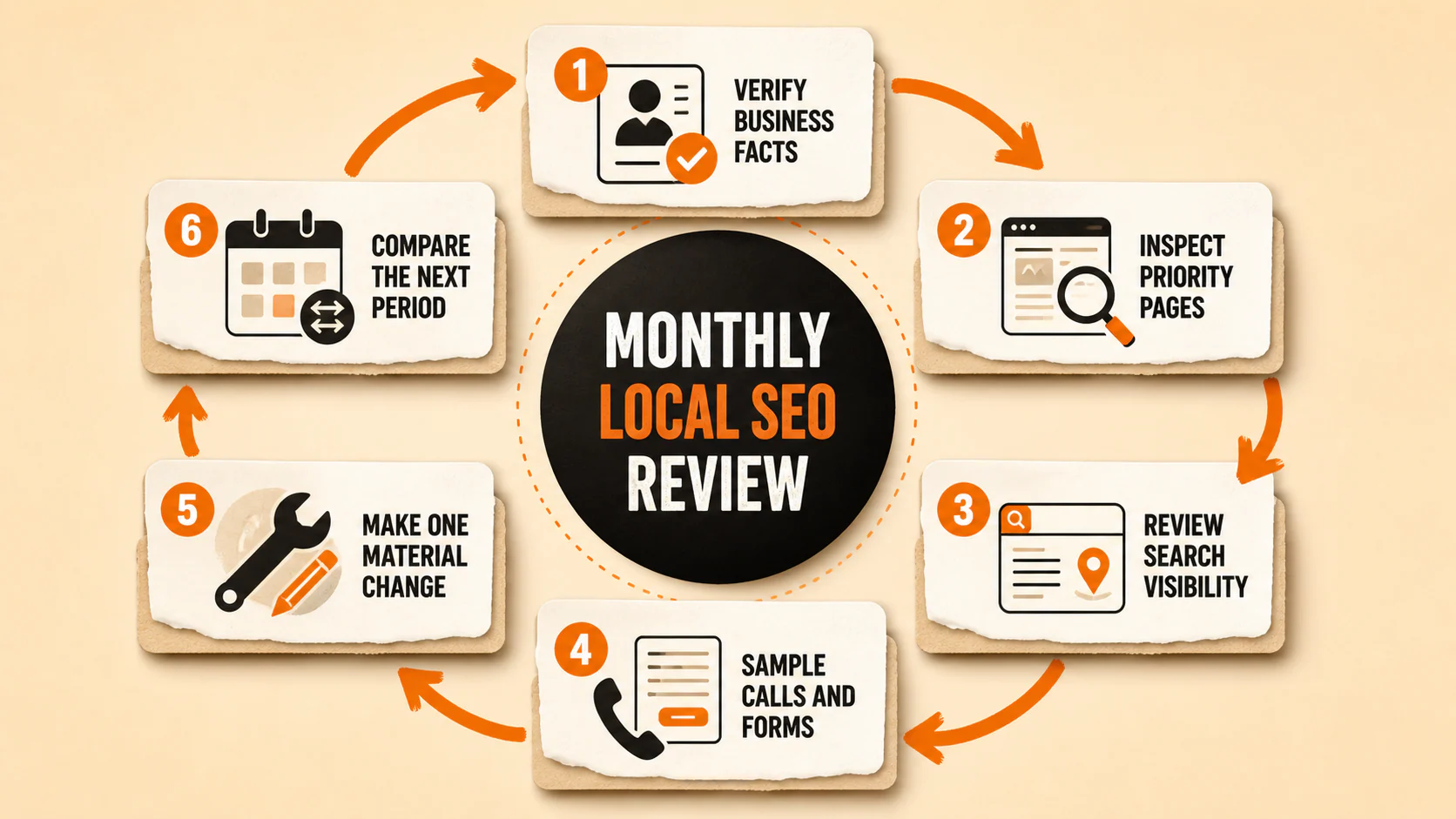 Six-step monthly local SEO review loop