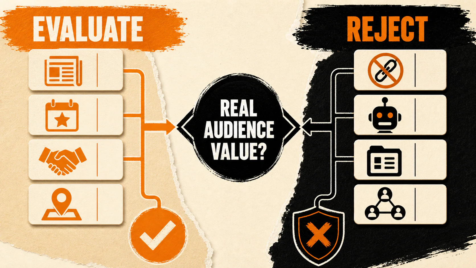 Decision flow for evaluating earned local links and rejecting manipulative ranking link tactics