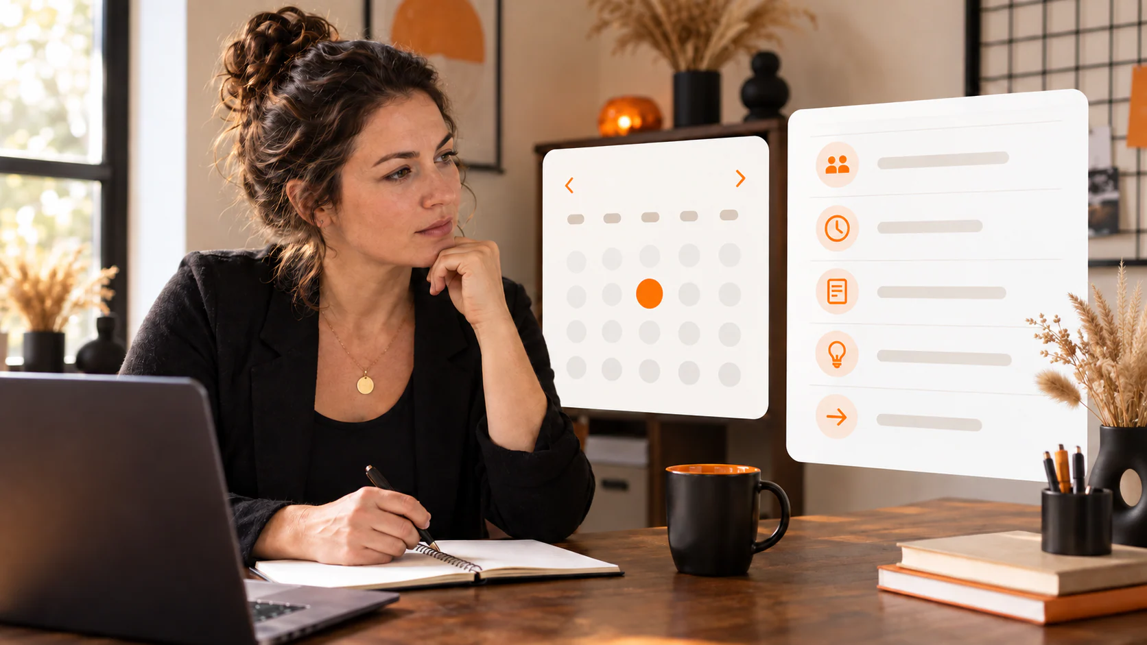 Local business owner comparing a vague booking calendar with a clear five-part consultation offer