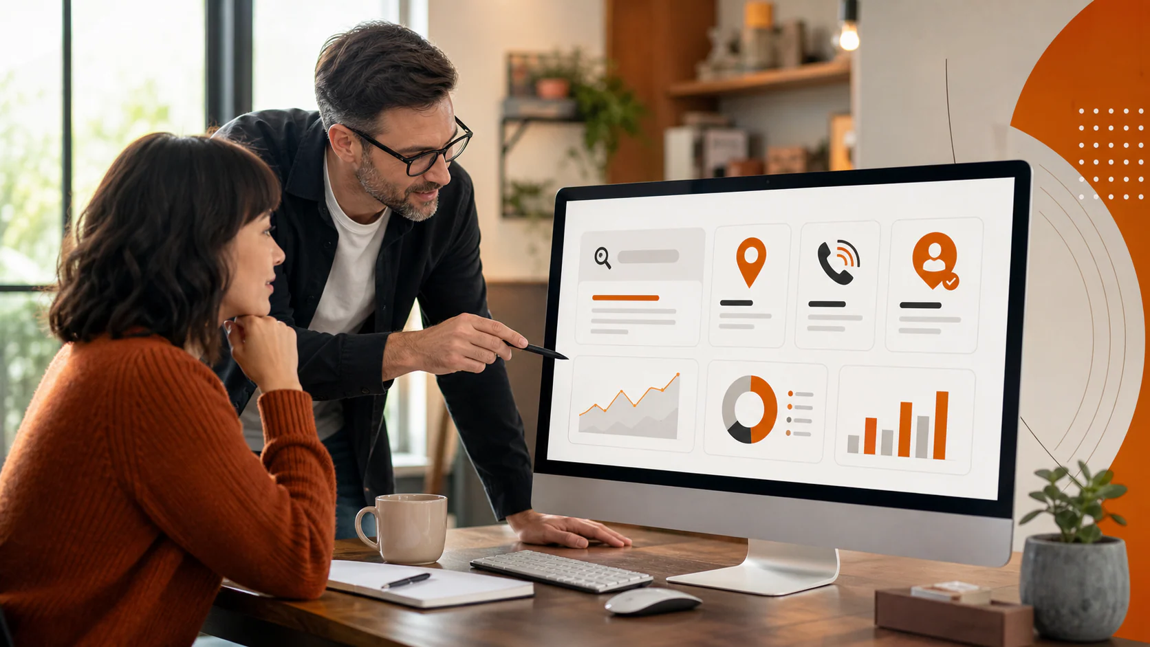 Local business owner and paid-search strategist reviewing campaign controls and qualified lead signals