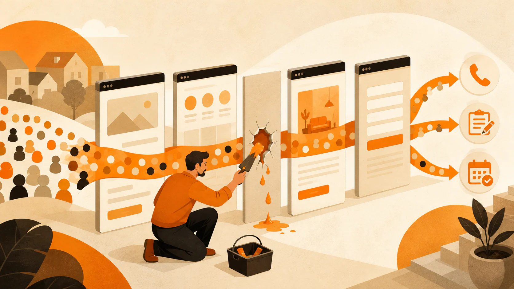 Local business owner repairing a leak in a website conversion path